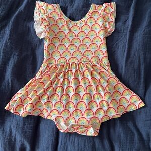 Little Sleepies Primary Rainbows Twirl Dress with Bodysuit. 18-24 mos Like new